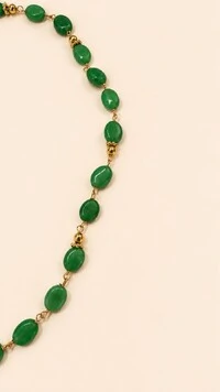 Colar Luna Jade Verde Banho Ouro 18K