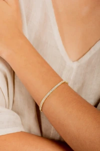 Pulseira Riviera Zircônia Baguete Dourada