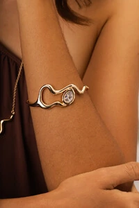 Pulseira Dourada Snake Gota Zircônia