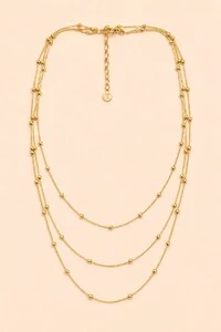 Colar Dourado Triplo Corrente Bolinhas