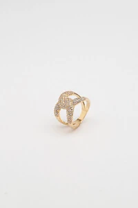 Anel Entrelaçado Zircônia Banho Ouro 18K