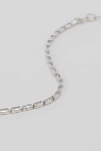 Pulseira Prateada Zircônia Baguete