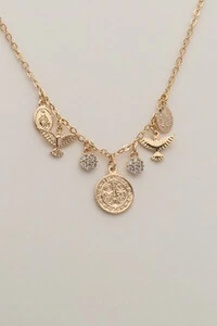 Colar Pingentes Medalhas Banho Ouro 18K