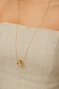 Colar Longo Bola Chic Banho Ouro 18k