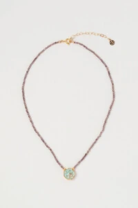 Colar Luna Mini Zircônia Lilás Banho Ouro 18K