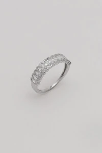 Anel Prateado Zircônia Cristal