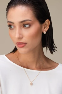 Brinco Entrelaço Zircônia Banho Ouro 18k