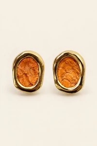 Brinco Dourado Orgânico Couro Tilápia Coral