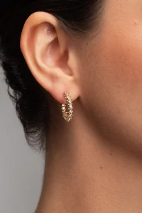 Brinco De Argola Pequena Filigrana Strass Dourado