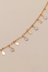 Colar Choker Dourado Biarritz Gotas Zircônia