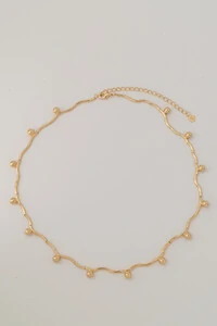 Colar Esferas Tubos Dourado