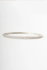 Pulseira Bracelete Prateado Zircônia