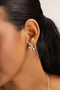 Brinco Splash Oval Aqua Banho Ouro 18K
