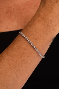 Pulseira Riviera Prateada Zircônia Cristal