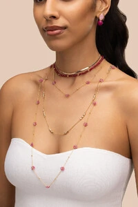 Colar Fiore Bamboo Zircônia Banho Ouro 18K
