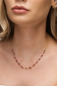 Colar Liana Rodocrosita Banho Ouro 18K