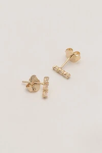 Brinco Mini Palito Zircônia Banho Ouro 18K