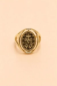 Anel Nossa Senhora Das Graças Banho Ouro 18K