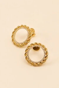 Brinco Aro Cordão Baiano Zircônia Banho Ouro 18K