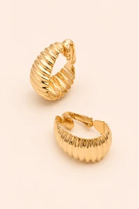 Brinco Dourado Frisado Argola Pressão