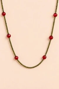 Colar Longo Virginia Zircônia Verde Banho Ouro 18K