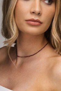 Colar Choker Eloysa Jade Rubi Banho Ouro 18K
