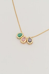 Colar Gotas Color Banho Ouro 18K