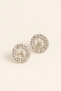 Brinco Pizza Aramado Strass Prateado