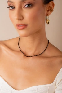 Colar Fio Micro Zircônia Preta Banho Ouro 18k