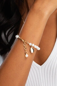Pulseira Esferas Madre Banho Ouro 18K