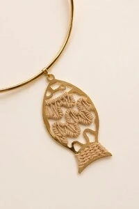 Colar Aro Dourado Peixe Palha