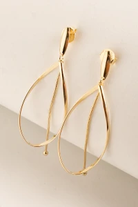 Brinco Gota Fio Banho Ouro 18K