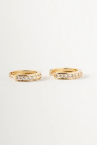 Argola Click Zircônia Cristal Banho Ouro 18K