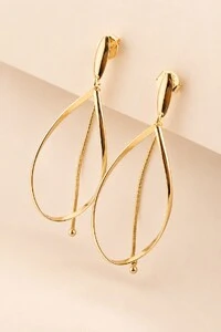 Brinco Gota Fio Banho Ouro 18K