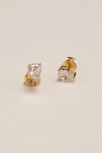 Brinco Gota Zircônia Banho Ouro 18k