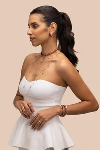 Colar Fiore Bamboo Zircônia Banho Ouro 18K