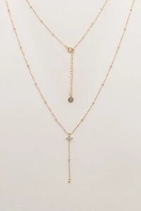 Colar Gravata Trevo Zircônia Banho Ouro 18K