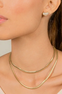 Brinco Coração Cravejado Banho Ouro 18K