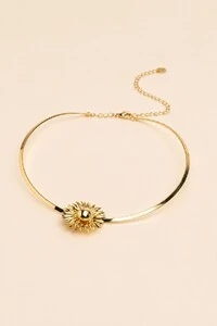 Colar Choker Dourado Aro Girassol