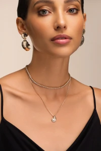 Colar Caracol Zircônia Banho Ouro 18K