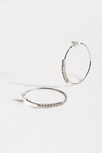 Brinco Argola Detalhe Strass Prateado