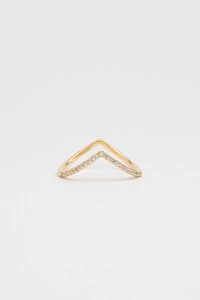 Anel V Zircônia Banho Ouro 18K