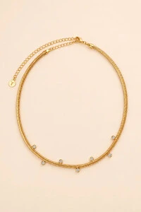 Colar Dourado Malha Ponto De Luz