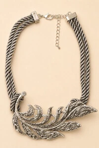 Colar Boho Pena Cordão São Francisco
