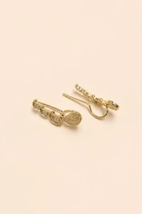 Brinco Ear Cuff Paisley Zircônia Banho Ouro 18K
