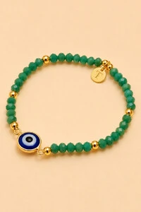 Pulseira Olho Grego Proteção Banho Ouro 18K