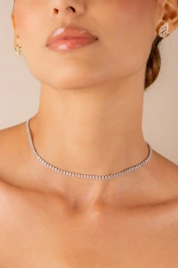 Colar Riviera Prateado Zircônia Cristal