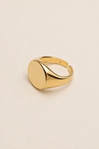 Anel Redondo Achatado Liso Banho Ouro 18K