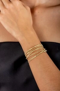Pulseira Corda De Violão Bolinhas Dourada