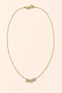 Colar Dados Três Banhos Com Zircônia Banho Ouro 18k.